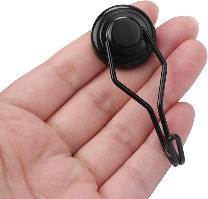 Magnetic Hooks 10 Pack 80Lbs Heavy Duty Neodymium Magnet Hook | Black Magnetic Swivel Hooks for Hanging Rust Proof Strong Magnets with Hook for Storage - Image 2