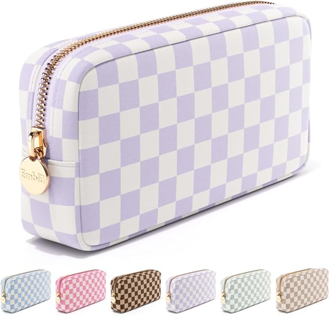 Makeup Bag for Women, Travel Cosmetic Organizer, Waterproof Toiletry Pouch | Small Nylon Cosmetic Bag with Zipper, Water-Resistant Beauty Pouch for Purse, Travel Essentials, Make up Case by Embla