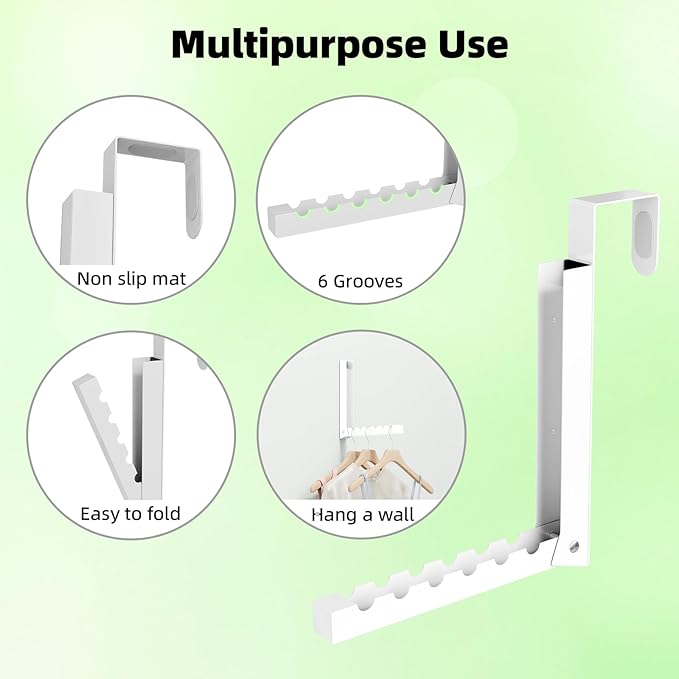 Over the Door Hook, Door Hooks for Hanging Towels, Bags,Coats,Umbrellas, Mirrors, Over Door Dual-Hook, Suitable for Bathrooms, Bedrooms, Laundry Rooms, Kitchens, Storage Rooms (White-4-BK) - Image 3