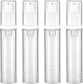 4 Pcs Empty Airless Pump Bottles, Refillable Clear Travel Pump Bottle | Lotion Container Vacuum Cosmetic Container Press Pump Bottle for DIY Foundation Gel Lotion Moisturiser Shampoo Toiletry(10ml) by Unknown