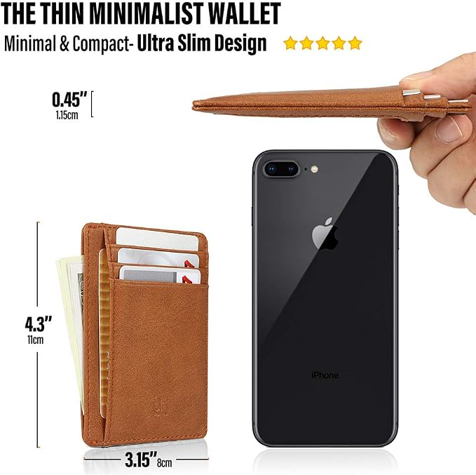 GH GOLD HORSE Slim RFID Blocking Card Holder Minimalist Leather Front Pocket Wallet for Women | Slim - Image 6