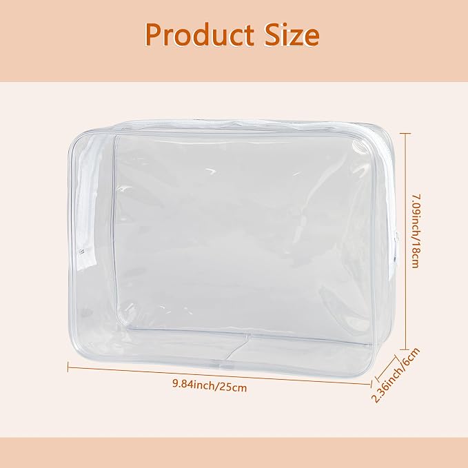 Waterproof PVC Makeup Bag - Leakproof Cosmetic Organizer for Travel Toiletry Storage 9.84×7.09×2.36 Inch for Women & Men (Clear) - Image 2