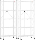 DEANIC 5-Shelf Folding Bookcase with Wheels, Heavy Duty Storage Shelves, Freestanding Metal Wire Shelving Unit for Living Room, Office, Kitchen, Basement, Pantry(White 2 Pack) by ShowNow
