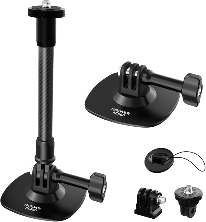 NEEWER Flexible Helmet Mount with Extension Pole Compatible with Insta 360 GoPro DJI, Adhesive Action Camera Holder Base Adapter for POV Video Recording Live Streaming, for 1/4" Accessories, AC060 by Neewer