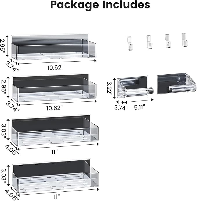 Mystozer Magnetic Spice Rack for Refrigerator, 4 Pack Magnetic Shelf and 1Pack Paper Towel Holder,Fridge Organizers and Storage Clear(5 Pack) - Image 4