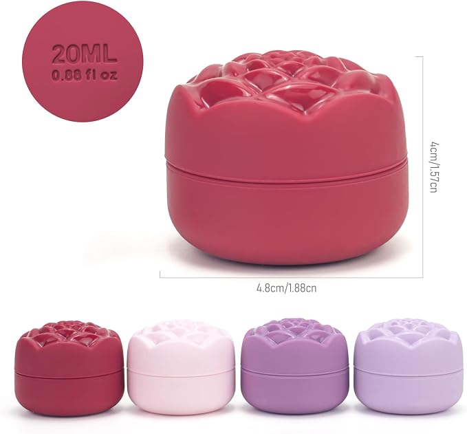 Travel Containers for Cosmetics Toiletries 0.88 Oz 4 Pack Small Silicone Refillable Mini Jars with Lid Handcream Eyes Cream Hair Gel Wax Pills Moisturizer Earrings Container Rose - Image 4