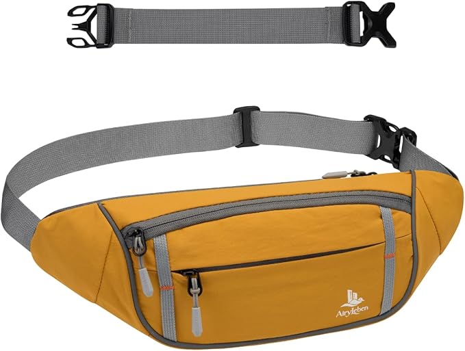 2.5L Fanny Pack for Women & Men, RFID Blocking & Water Resistant Crossbody Belt Bag, Lightweight Adjustable Waist Bag for Running, Hiking, Cycling & Walking (Yellow) by AiryLeben