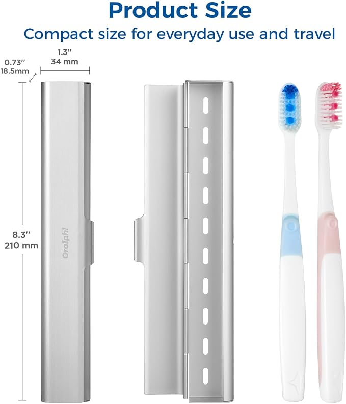 Aluminum Toothbrush Travel Case with 2 Medium Bristle Toothbrushes, Portable Complete Toothbrush Travel Kit, Toothbrush Holder for Bathroom, Camping, Business Trip - Image 2