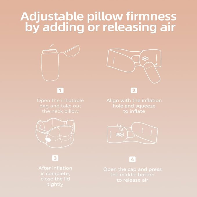 Inflatable Travel Pillow - Travel Pillow for Long Flight, Inflatable Neck Pillow for Traveling, Pocket Blow Up Pillow for Airplane, Bus, Train, Car, Office, Home (Pink) - Image 9