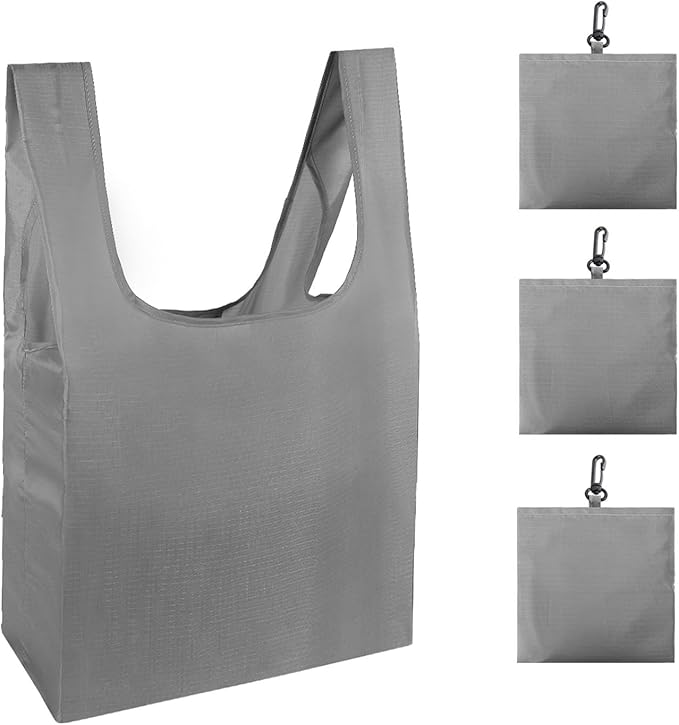HOLYLUCK Reusable Grocery Bags,Heavy Duty Foldable Shopping Tote Bag (Extra Large, 3 Large Grey) by holyluck