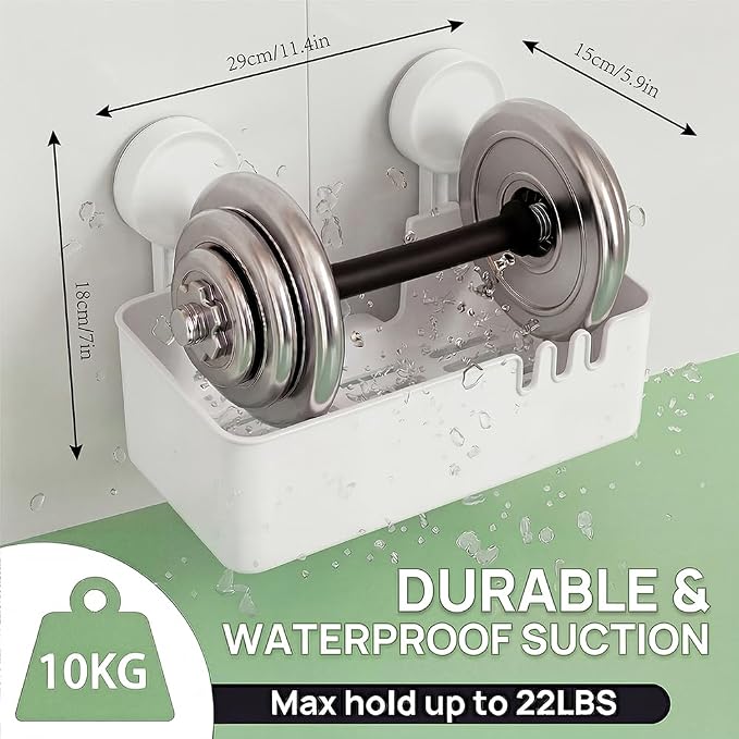 Shower Caddy Suction 2 Pack, Drill-Free Removable Bathroom Organizer | Plastic Storage Shelf Holds Up To 22lbs, For Shampoo Body Wash Conditioner, Kitchen & Bathroom Use, White - Image 4