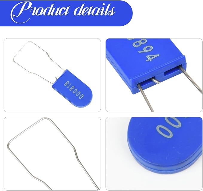 1000pcs Security Metal Wire Padlocks, Plastic Security Seals Disposable Anti-Tamper Tag Locks with Numbered Anti Tamper Tag Hasps (Blue, 1000pcs) - Image 8