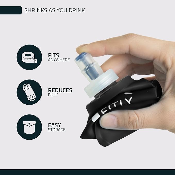 FITLY Soft Flask - Shrink As You Drink Soft Water Bottle for Hydration Pack - Folding Water Bottle Ideal for Running, Hiking, Cycling, Climbing & Rigorous Activity - Image 3