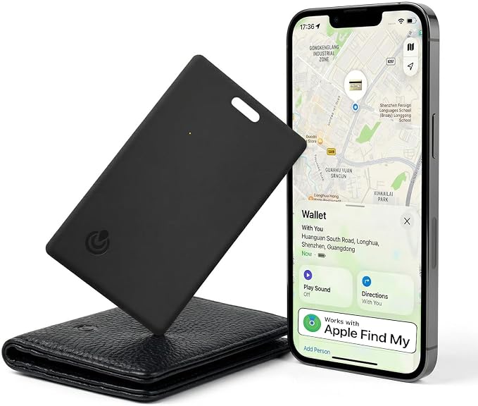 Wallet Tracker Card 2-in-1, Compatible with Apple Find My Only for iOS | Ultra-Slim 2mm Smart Key Finder Tag, Loud Alert Tracking Device for Travel, Luggage, Passport, Backpacks and Purses by FINDAiGL