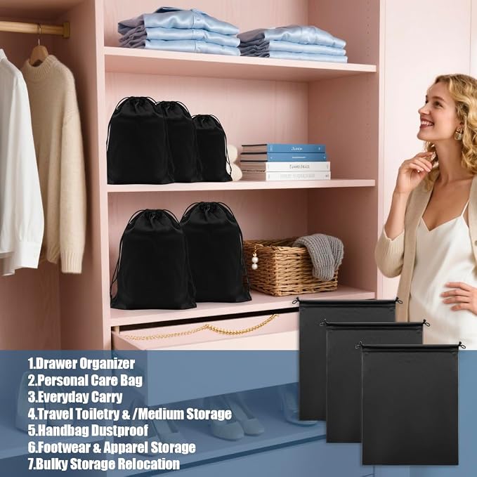 Microfiber Drawstring Bags, Multi-Size Soft Protective Pouches for Shoes, Ski Goggles, Sunglasses, Handbags & Camera Lenses - Image 4