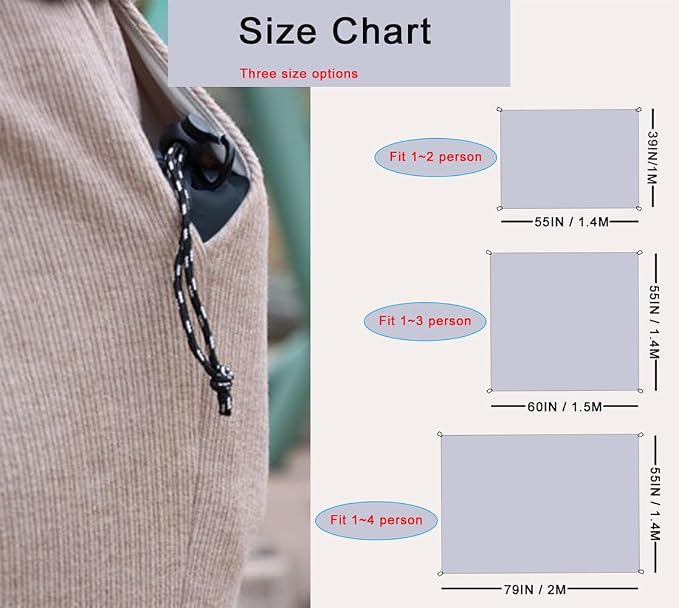 Pocket Blanket, Compact Blanket for Picnic, Beach, Festival | Sandproof, Waterproof, Stakes & Carabiner Included, Packable Lightweight Tarp for Camping, Hiking, Backpacking, Travel - Image 2