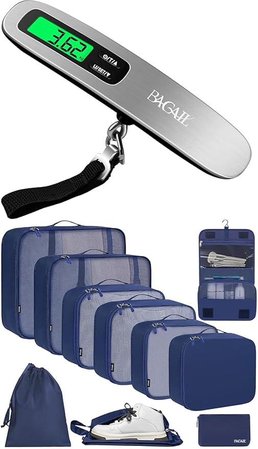 BAGAIL 10 Set Packing Cubes and Digital Luggage Scale by BAGAIL