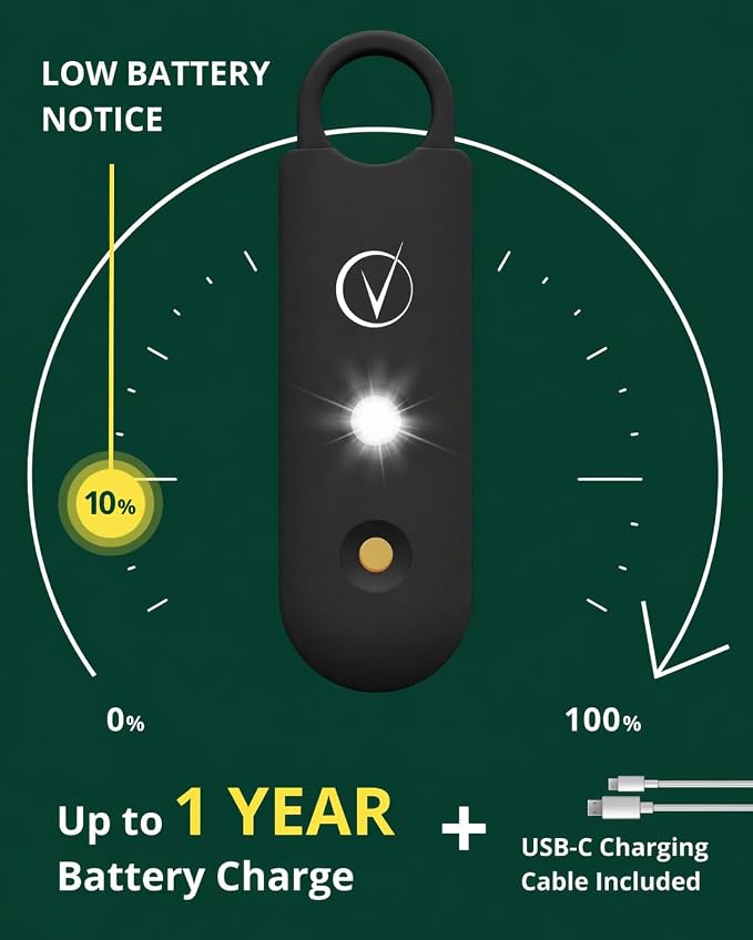 Vantamo Personal Alarm for Self Defense with Low Battery Notice, Strobe Light & Extra Loud 130 dB Double Speakers Safety Keychain Set for Women, Rechargeable Panic Button for Womens Self Defense - Image 5