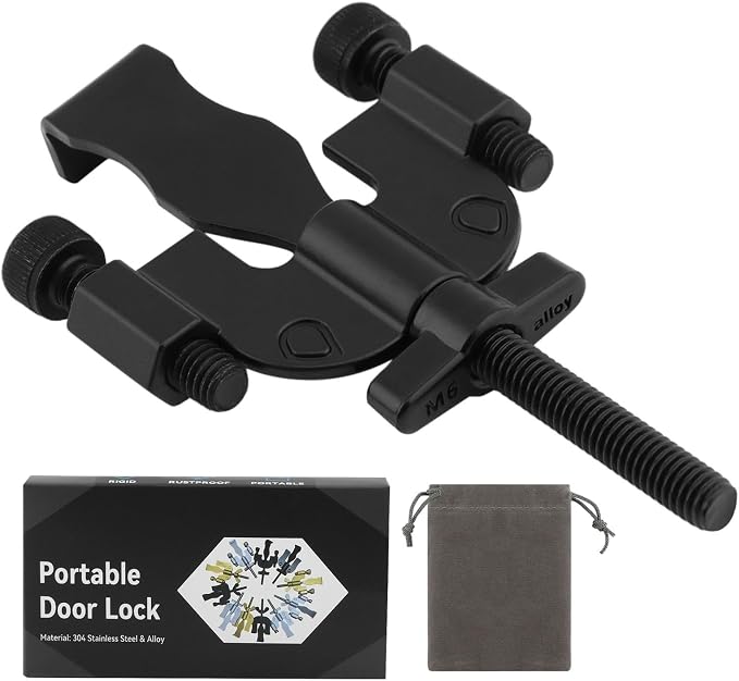Portable Door Lock, Adjustable Door Lock, Door Lock Security Devices | Home Security Door Locker Travel Lockdown Locks for Additional Safety and Privacy Protion(3.8inch) by Ranjaner