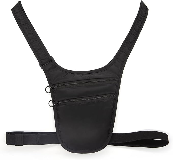 Money Belt for Travel Anti-Theft Crossbody Passport Holder for Women Men Hidden Slim Neck Wallet Under Clothes (Black) by LongKeeper