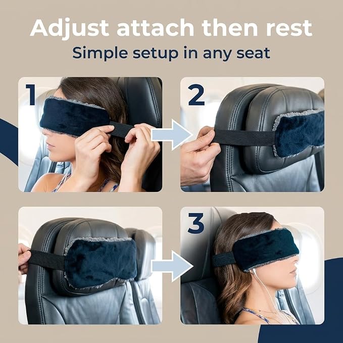 SeatSleeper Travel Pillow Alternative Stops Bobbing | Airplane Head Straps and Car Support Head Band | Travel Upright with Less Neck Strain | Super Comfy, Small & Compact - Image 5