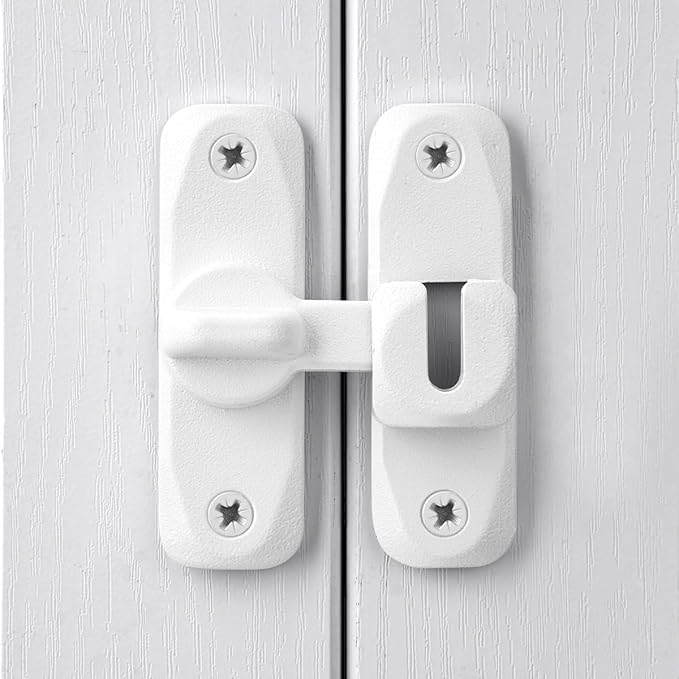 3 Packs Matte White Barn Door Latches,90/180 Degree Gate Lock_B | Zinc Alloy Right Angle Door Lock Latch,Flip Gate Latches,Sliding Door Latch Lock,for Cabinets,Fence Gates,Pet Cage - Image 4
