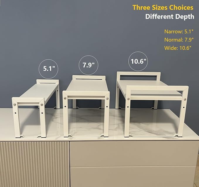 Expandable Cabinet Shelf Organizer 16-26" L Stackable Kitchen Counter Shelf Rack Stand Sink Riser Countertop Storage White (Normal 7.9”D) - Image 7