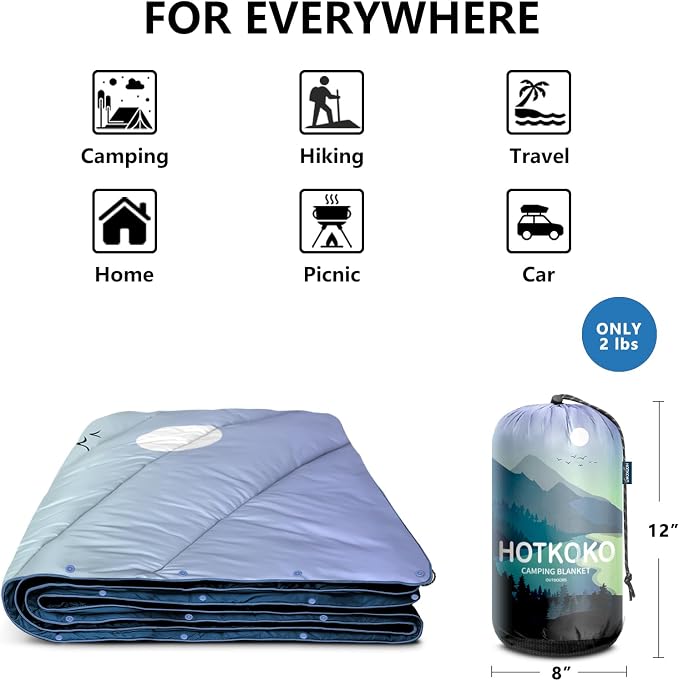 Puffy Camping Blanket,Large Camp Blanket Outdoor Camping Quilt Waterproof | Lightweight Printed Warm Packable Down Alternative Blanket for Camping,Traveling, Stadium, Hiking, Picnics - Image 7