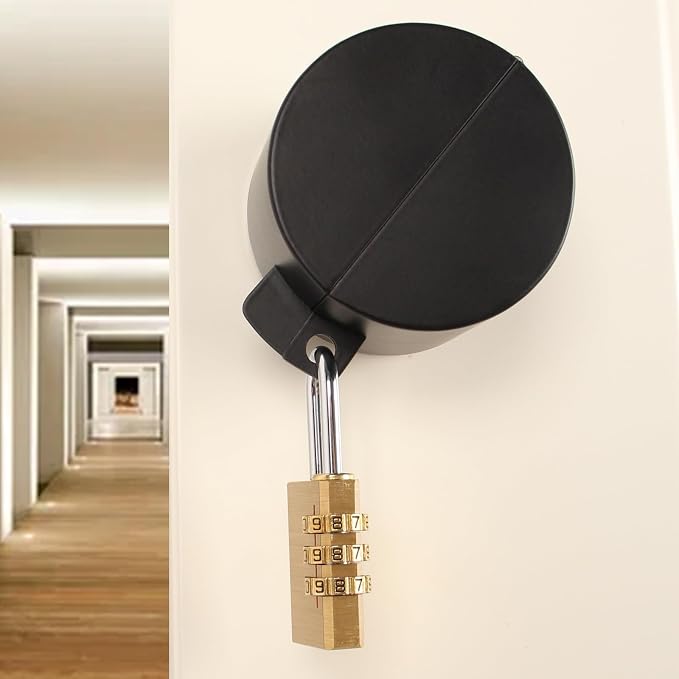 Door Knob with Lock,Without Drilling,Dementia Door Handle Lock，from Outside Prevents Turning of Door Knob and Access to Keyhole,for Apartment Evictions，Childproof (Black with Padlock) - Image 7