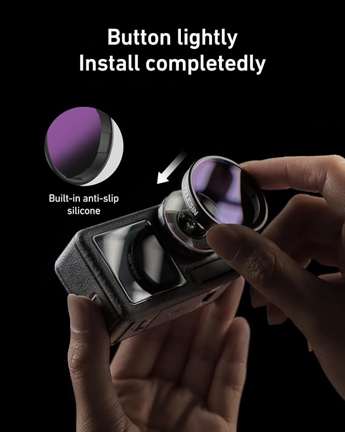 TELESIN Lens Filter Kit for DJI Osmo Action 3 Action 4 Action 5 Pro Accessories, 4 Pack CPL Polarizing ND8 ND16 ND32 Neutral Density HD Ultra Thin Lens Protector for Camera - Image 5