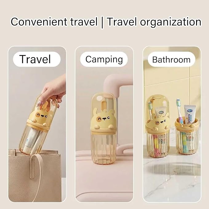 Toothbrush Travel Case for Kids with Detachable Handle, Portable Cute Toothbrush Holders, Multifuction Toothbrushes Toothpaste Storage Box for Camping Travel or Daily Use (Yellow) - Image 8