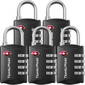 Luggage Locks TSA Approved, 4-Digit Travel Combination Locks | TSA Accepted, Easy to Use, Compact, Lightweight, Durable, Zinc Alloy Body, for Suitcases, Backpacks, Zippers, 5-Pack, Black by TravelMore