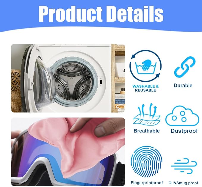 Microfiber Drawstring Bags, Multi-Size Soft Protective Pouches for Shoes, Ski Goggles, Sunglasses, Handbags & Camera Lenses - Image 5