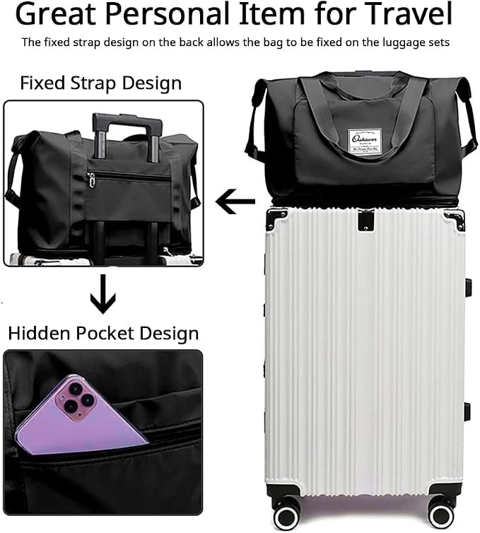 Large Capacity Foldable Travel Bag | Expandable Portable Carry on Bag Dry&Wet Separation Sports Duffel Bag - Image 4
