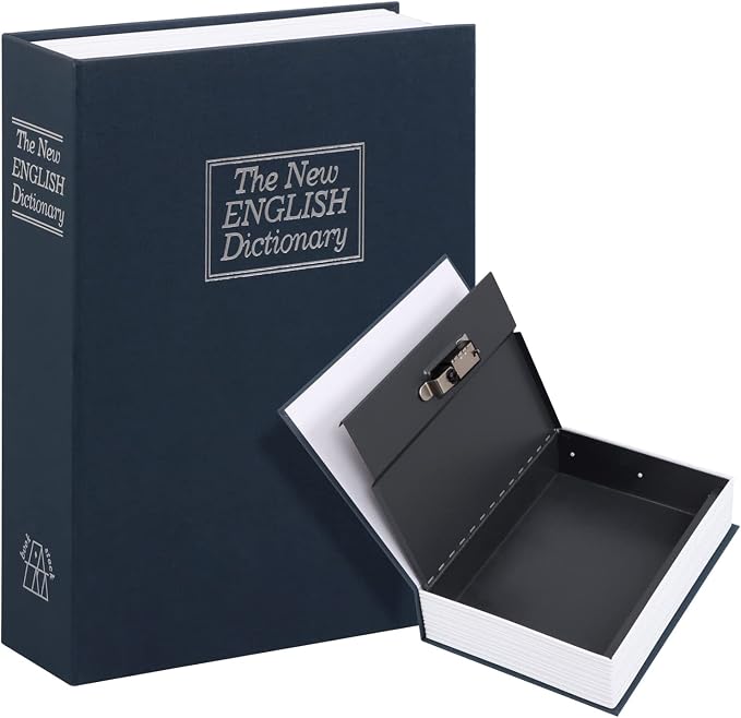 KYODOLED 10.5 Inch Diversion Book Safe with Combination Lock, Secret Safe Metal Lock Box,Money Storage Collection Box,10.5" x 7.8" x 2.6" Navy Blue Extra Large by KYODOLED