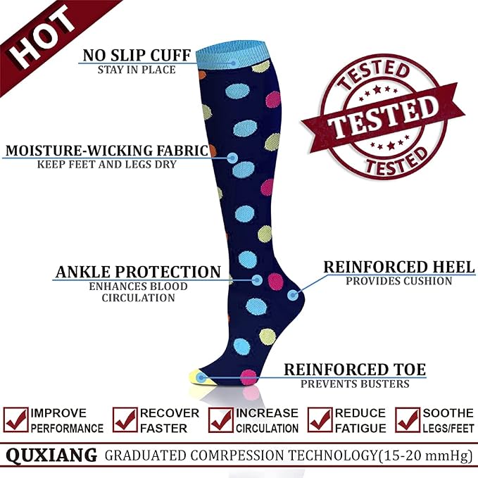 QUXIANG Copper Compression Socks for Women & Men Circulation (8 Pairs) - Best for Running Athletic Cycling - 15-20 mmHg - Image 3
