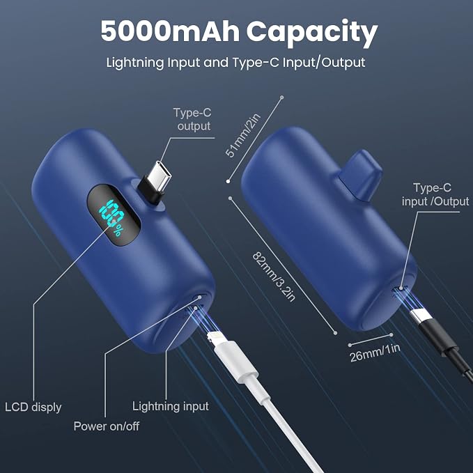 [2 Pack]Portable Charger Power Bank for iPhone 17/16/15,Mini USB C Portable Power Bank 5000mAh Fast Charging Battery Pack Travel Essentials for iPhone 15/16/17 Plus/17 Pro/17 Pro Max,Samsung Android - Image 7