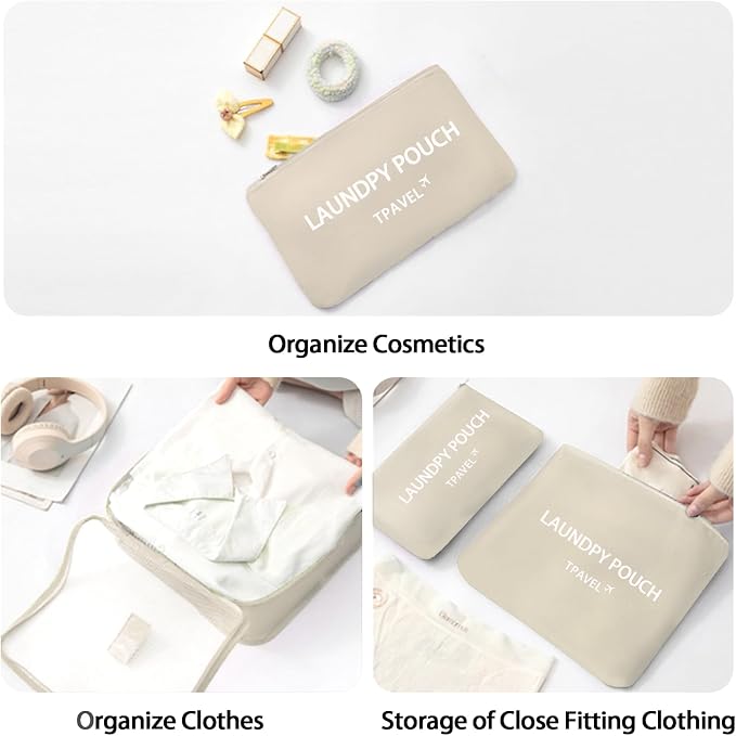 6 Set Packing Cubes for Travel Luggage Packing Bags Reusable Lightweight Suitcase Organizer Cubes Set for Travel Accessories (Beige‌) - Image 8