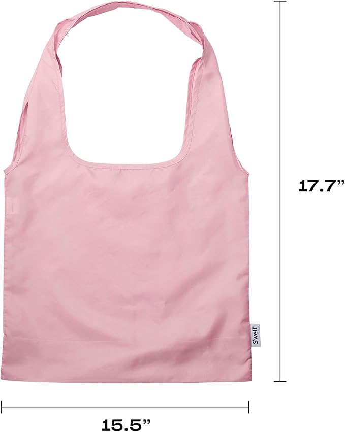 S'well Droplet Tote, Pink Topaz Glitter, Reusable And Packable Tote Bag, Lightweight And Packs Into Silicone Capsule For Storage, Ideal For Grocery Store, Travel, Shopping, And More, One Size - Image 4