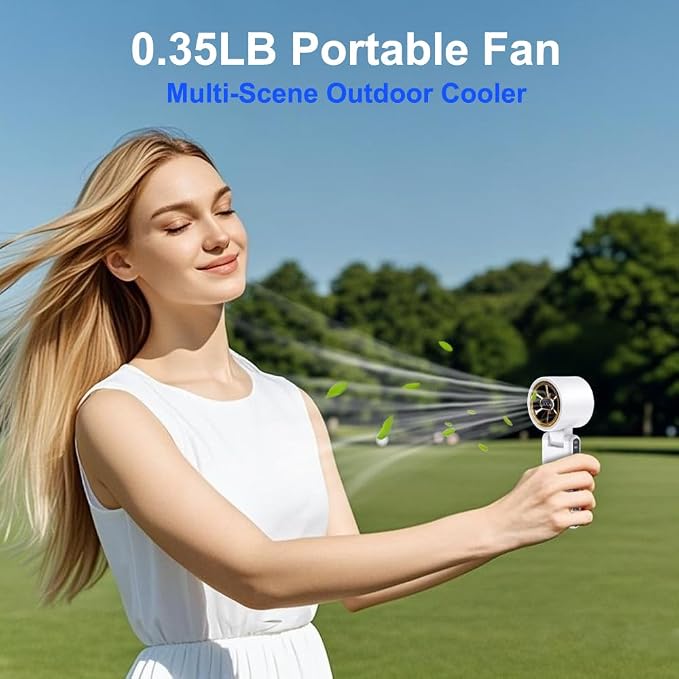 CAZOKASI Rechargeable Strong Wind Handheld Fan With Ambient Lighting 4 IN1 5000mAh Upto 22H For Desktop Waist Clip Neck (StrongWind/White) - Image 5