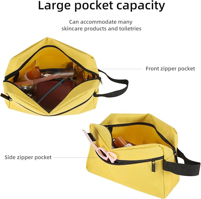 Icramsy Travel Toiletry bag Toiletry bag for women men Hanging Cosmetic bag Travel accessories for Women Men (Yellow) - Image 4