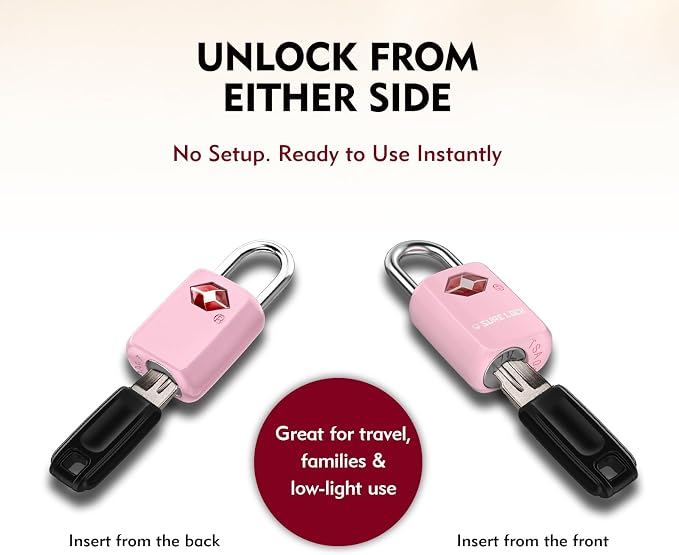 SURE LOCK Mini TSA Approved Keyed Luggage Lock – One Key Opens All, Fits Tight Zipper Gaps & Small Pull Holes, Compact Travel Lock for Suitcases, Backpacks & Handbags - Image 7