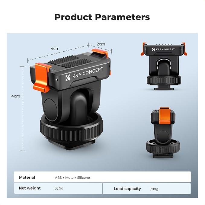 K&F CONCEPT Cold Shoe Magnetic Quick Mount Holder for Osmo Action 4/5 Pro | Tripod Mount, Hot Shoe Camera Adapter with 1/4" Screw Hole for Osmo Action 3/4 DSLR Photography Accessories, PP18 - Image 7