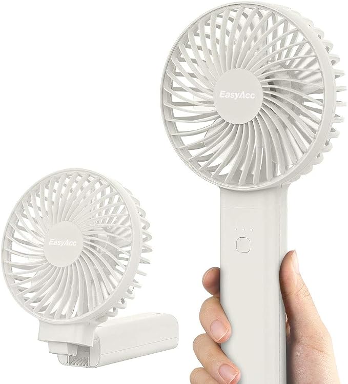 EasyAcc Handheld Fan, 5000 Battery Operated Portable Fan [ 4 Speed 20 Hours Powerful Hand Table Fan ] One Touch Power Off Foldable USB Desk Fan for Home Travel Outdoor by EasyAcc