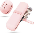 Silicone Makeup Brush Holder Travel Case No Odor Nylon Strap Closure | Water-Resistant Brush Organizer for Travel Makeup Brushes Storage (Pink) by BSJIASHIWEI