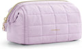 BAGSMART Makeup Bag Travel Toiletry Bag, Puffy Padded Make Up Bags for Women Makeup Organizer Case, Wide-open Pouch Purse Travel Essentials Toiletries Accessories Brushes, Lavender Purple by BAGSMART