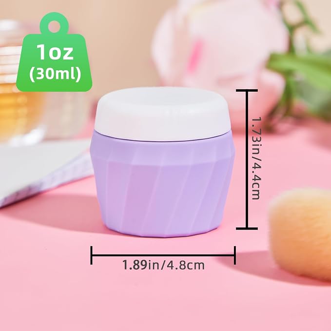 Travel Containers for Toiletries, Premium Silicone Cosmetic Cream Jars, TSA Approved Leak-Proof Refillable Travel Size Toiletries with Clear Bag for Cosmetic Face Body Cream (Vibrant, 1OZ) - Image 2