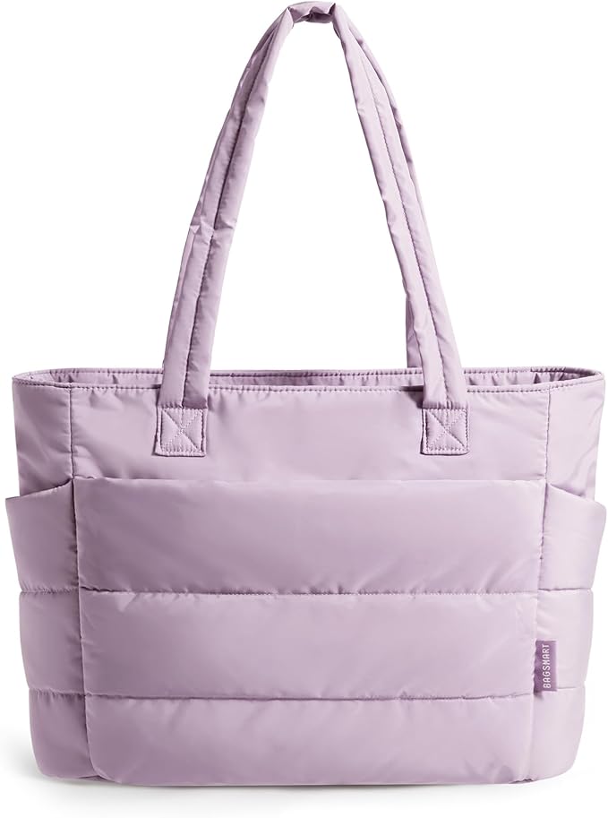 BAGSMART Tote Bag for Women, Lightweight Puffy Tote Bag with Compartments Shoulder Bag Handbag for Travel, Work, Gym | Lightweight by BAGSMART
