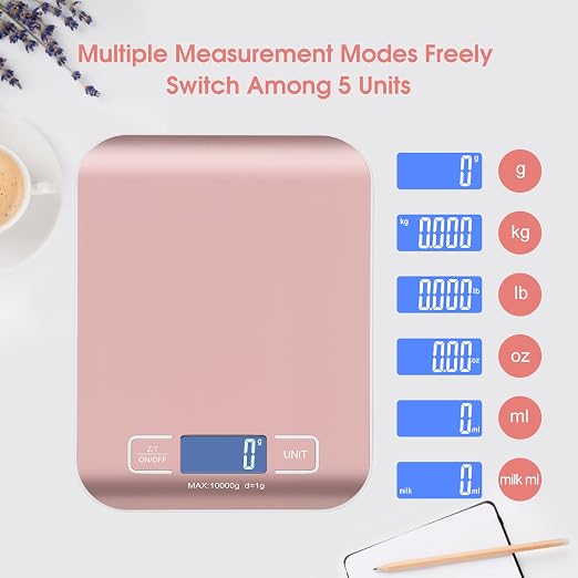 Digital Shipping Scale,Stainless Steel Panel, Accurate Portable Postal Scale for Packages, Small Business,Kitchen, Food, Handmade, Liquids, and Boutique (Rose Gold Rechargeable(10kg/1g)) - Image 6