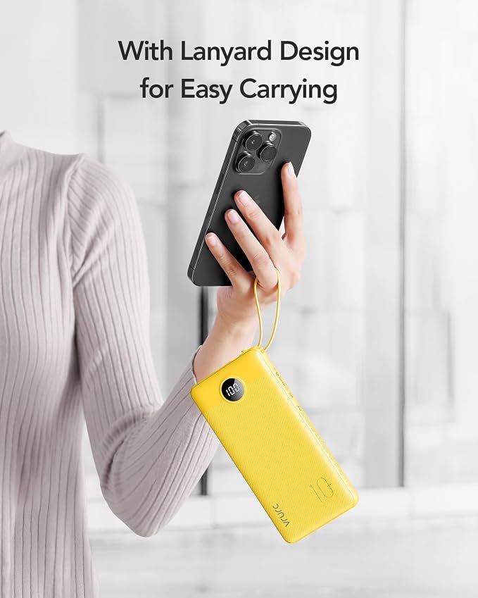 VRURC Portable Charger, Built-in 4 Cables Portable Phone Charger 10000mAh | Lightweight Power Bank with 5 Output 2 Input Compatible with Smart Phones,Samsung,Android etc-Yellow(1 Pack) - Image 7
